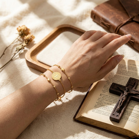 Pulsera Medalla de San Benito en Acero Inoxidable, Laminado Resistente - Protección y Elegancia Diaria