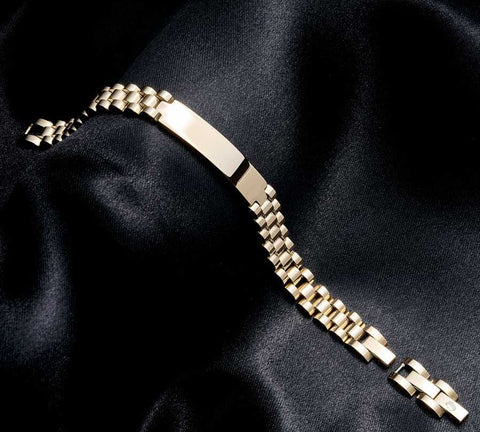 LuxeSteel™| Esclava Pulsera Curva De Lujo De Acero Inoxidable 10 mm Laminada En Oro Con Placa Robusta 🛒🔥🎁 |Envío GRATIS - 40% DE DESCUENTO|
