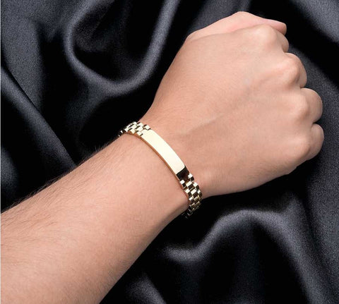 LuxeSteel™| Esclava Pulsera Curva De Lujo De Acero Inoxidable 10 mm Laminada En Oro Con Placa Robusta 🛒🔥🎁 |Envío GRATIS - 40% DE DESCUENTO|
